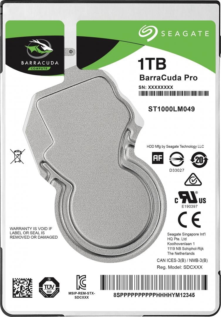 HDD Laptop Seagate BarraCuda® 1TB, 7200RPM, SATA III