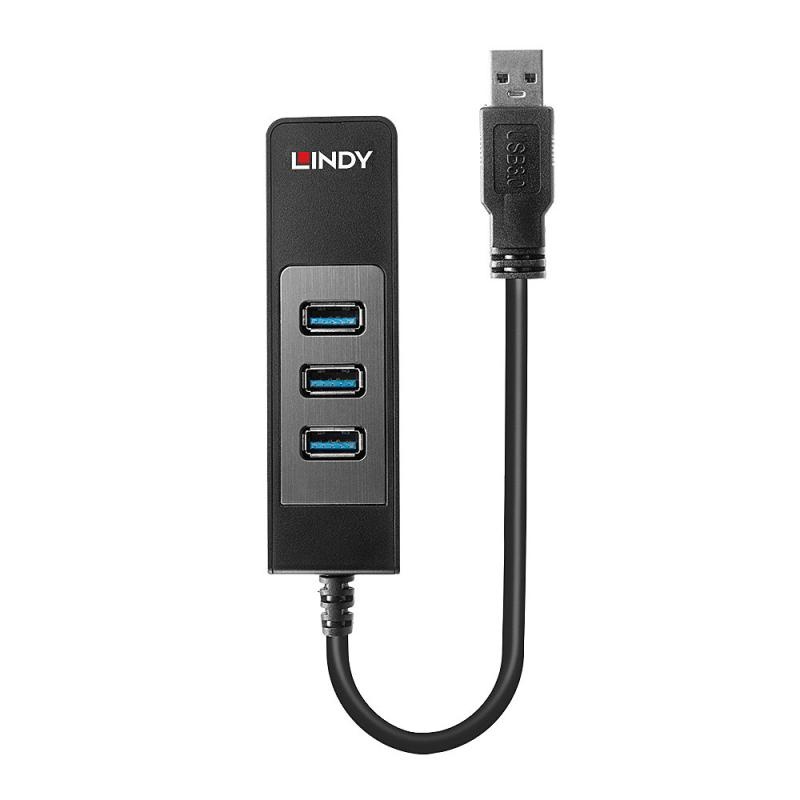 Hub USB Lindy LY-43176, 3 porturi 3.0 + Ethernet, negru - 4 | YEO