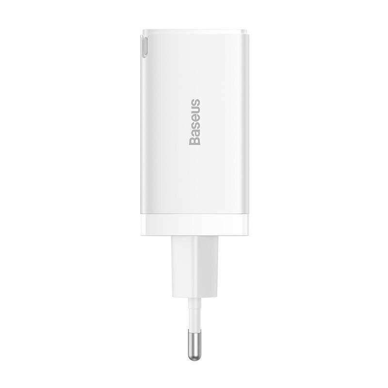 Incarcator retea Baseus GaN5 PRO, Quick Charge 65W, 2 porturi USB PD, 1 port USB Quick Charge, include cablu USB -C la USB-C de 100W, lungime 1m, alb - 2 | YEO