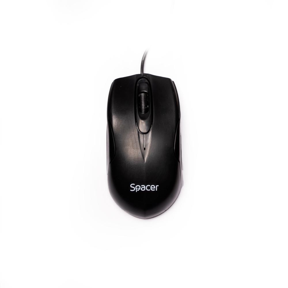 MOUSE Spacer, PC sau NB, cu fir, USB, optic, 800 dpi, butoane/scroll 3/1, negru, SPMO-M11 - 1 | YEO