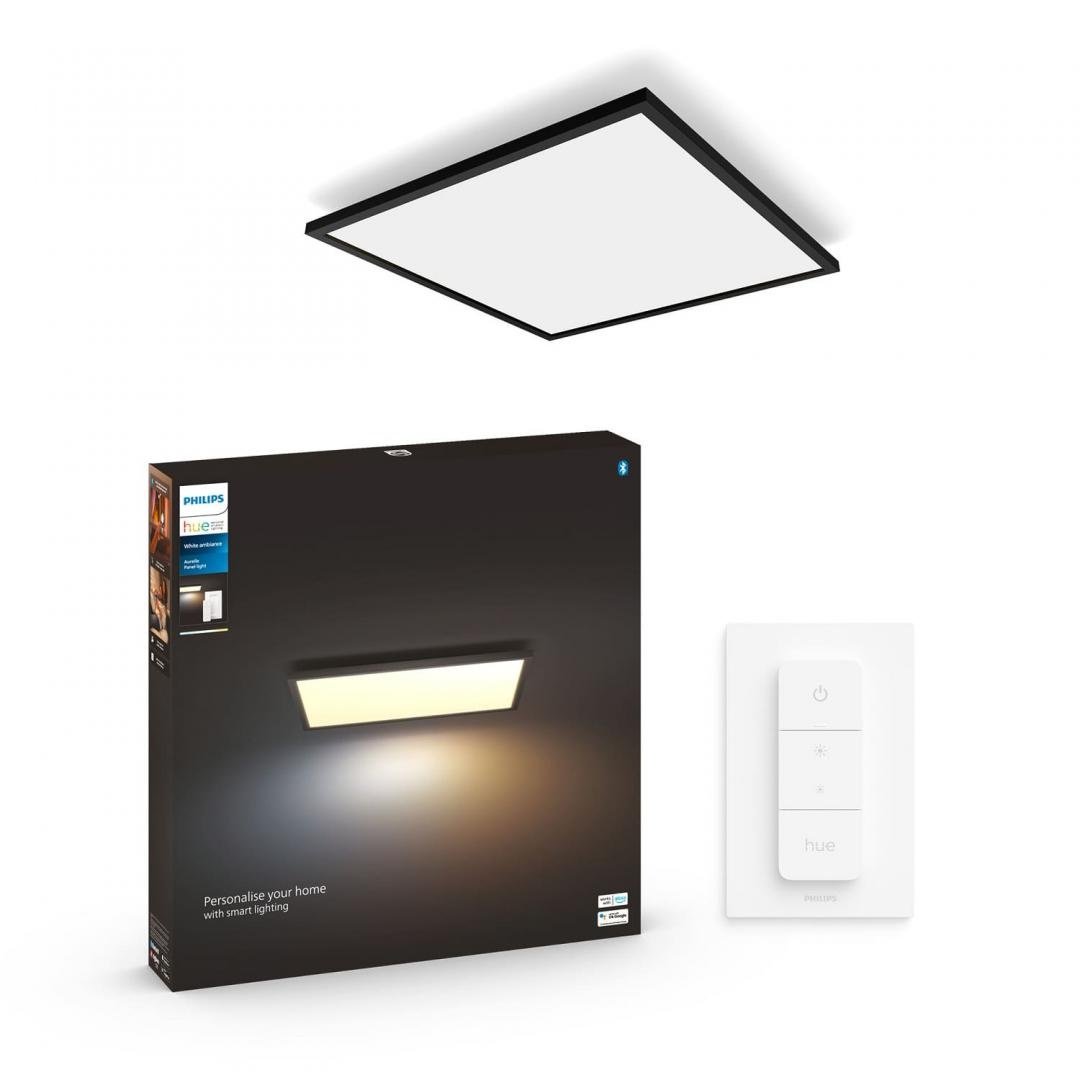 Panou LED Philips Hue Aurelle SQ, Bluetooth, 39W, 3750 lm, luminaalba(2200-6500K), IP20, 60cm, Aluminiu, Negru, Intrerupator cu variatorinclus