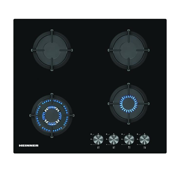 Plita încorporabilă Heinner HBH-S584WI-GBK - 4 arzătoare gaz, Wok, sticlă neagră - 1 | YEO