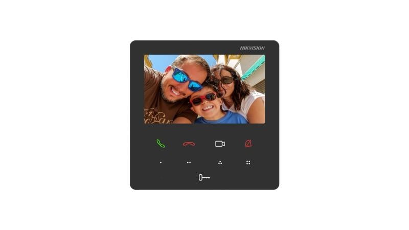 Post interior videointerfon color Hikvision DS-KH6110-WE1, 4.3-inch colorful touch screen, rezolutie: 480 × 272, Colorful TFT, 9 butoane, 1 RJ-45 100 Mbps, Wi-Fi 802.11 b/g/n, 2.4 GHz, alimentare: IEEE802.3af, Standard PoE,12 VDC, temperatura de