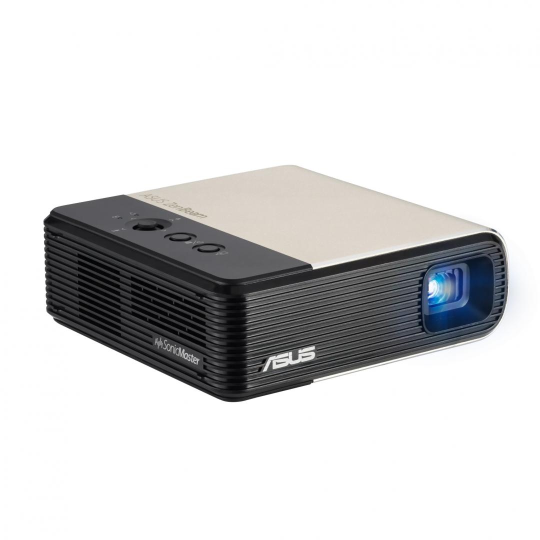 Proiector portabil ASUS ZenBeam E2, DLP LED, 300 lumeni, WVGA 854x480, proiecție wireless, baterie integrată