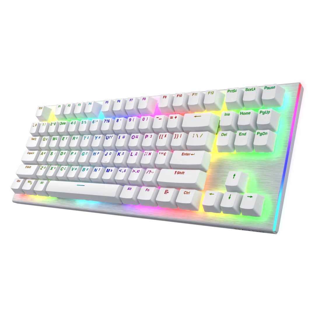 Tastatura mecanica cu fir Hator Gravity X TKL conectivitate USB, polling rate 1000Hz, iluminare RGB cu functia de a customiza fiecare tasta individual, tip switch HATOR Aurum Orange Linear rev.2.0, durata de viata switch 70M de clickuri, material taste - 2 | YEO