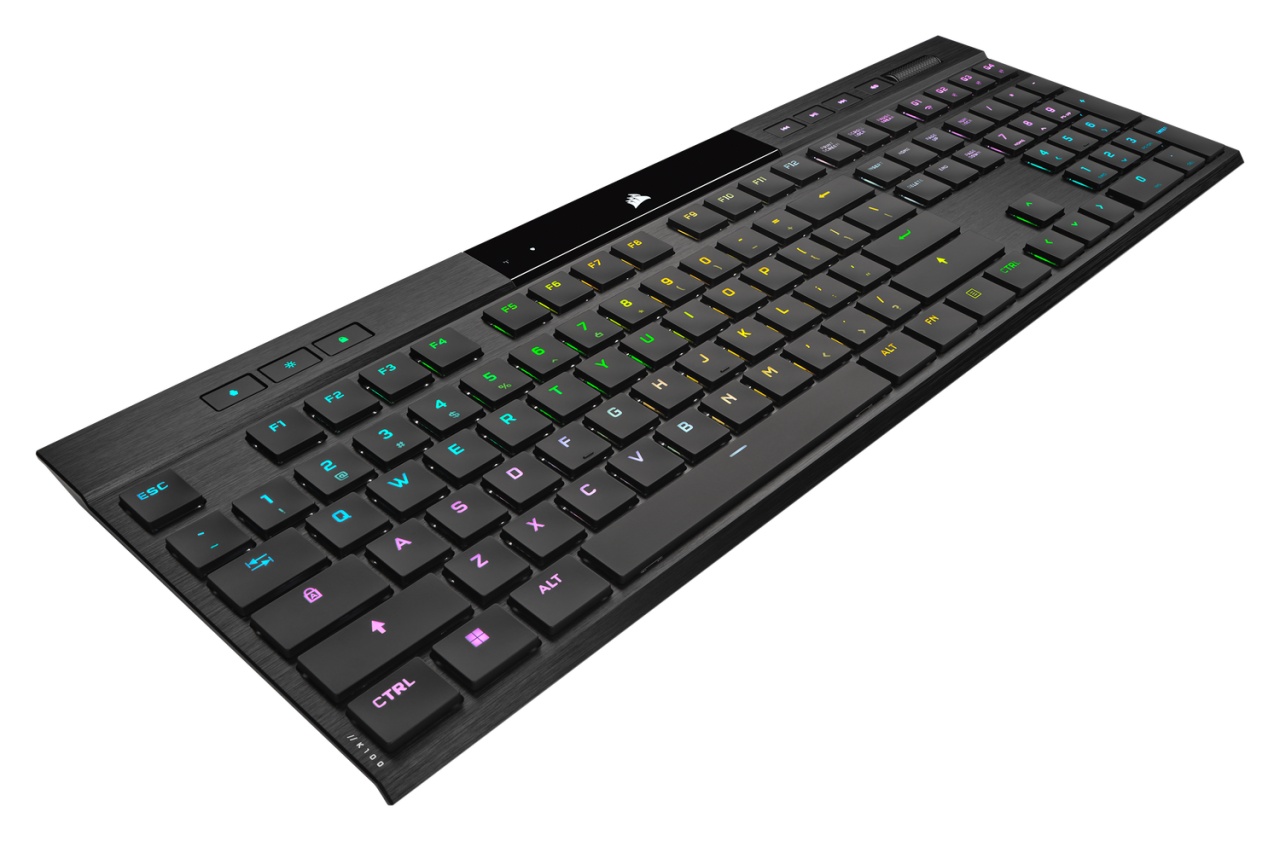 Tastatura mecanică wireless Corsair K100 AIR RGB, ultra-subțire, neagră, cu switch-uri CHERRY MX Ultra Low Profile Tactile