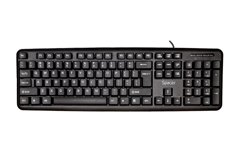 Tastatura Spacer SPKB-S62 cu fir, USB, 104 taste, anti-spill, negru - 1 | YEO