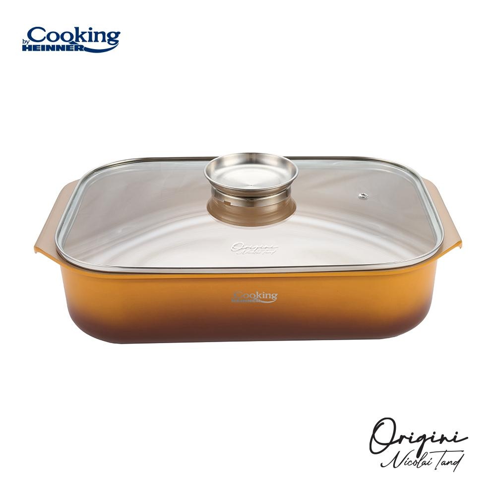 TAVA INALTA CUPTOR DIN ALUMINIU TURNAT + CAPAC 39 x 26 x 8.5 CM, 6 L, NICOLAI TAND, ORIGINI, COOKING BY HEINNER - 1 | YEO