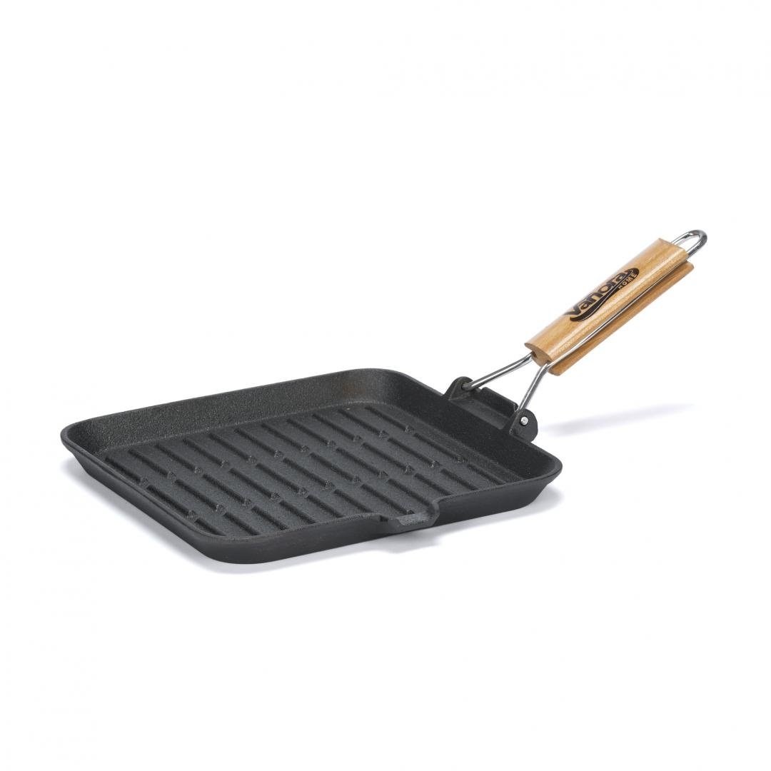 TIGAIE GRILL FONTA PURA CU MANER LEMN DETASABIL, 23X2 CM, AMBALAJ ETICHETA COLOR, VANORA HOME