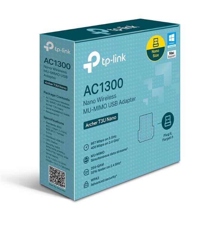 TP-link AC1300 Mini Adaptor USB Wireless MU-MIMO, ARCHER T3U Nano; USB 2.0;dimensiuni: 19.85 × 15.7 × 7.39 mm, Standarde wireless: IEEE 802.11b/g/n 2.4 GHz, IEEE 802.11a/n/ac 5 GHz, Dual-Band 2.4 GHz, 5 GHz. - 3 | YEO