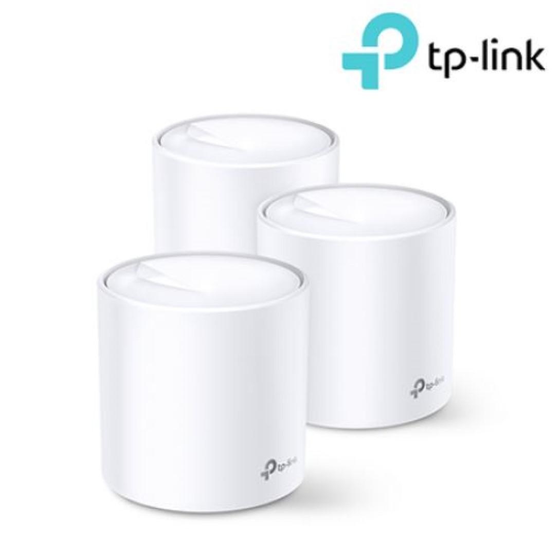 TP-Link AX1800 whole home mesh Wi-Fi 6 System, Deco X20(3-pack); Wireless Standards: IEEE 802.11a/n/ac/ax 5GHz, IEEE 802.11b/g/n/ax 2.4GHz, Signal Rate: 575 Mbps on 2.4GHz, 1200 Mbps on 5GHz, 1024QAM on 2.4GHz and 5GHz, 2 X 10/100/1000 Mbps RJ45 ports,