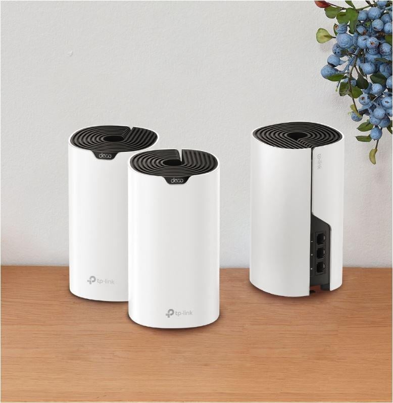 TP-Link Sistem Mesh Wi-Fi pentru întreaga casă AC1900, DECO S7(3- PACK);WI-FI 5, Standarde wireless: IEEE 802.11ac/n/a 5 GHz, IEEE 802.11n/b/g 2.4 GHz, viteza wireless: 5 GHz: 1300 Mbps, 2.4 GHz: 600 Mbps, 3 x antene interne, MU-MIMO, Mod Router, Mod