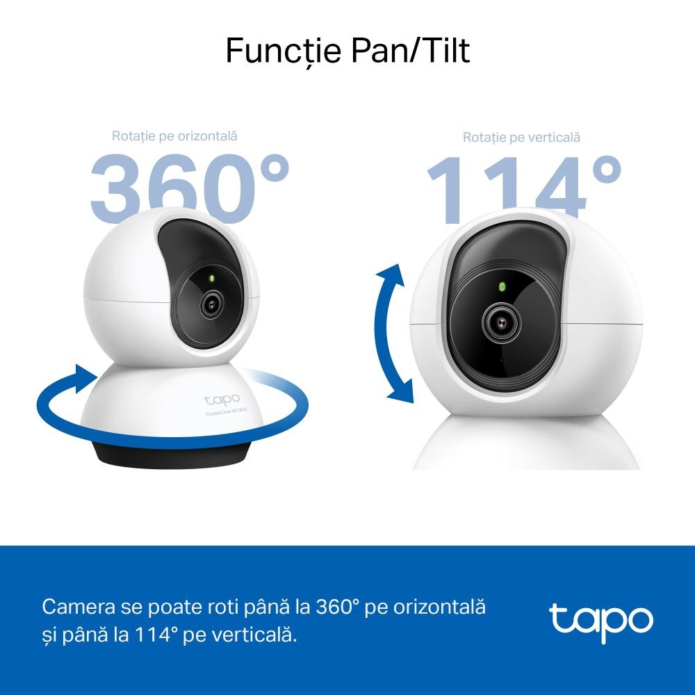 TP-LINK TAPO C220 camera supraveghere WI-FI pentru interior cu funcție Pan/Tilt și Detectare AI, Rezoluție: 2K 4MP QHD （2560 * 1440 px）, Lentile: Distanță focală: 4.0mm, F/NO: 2.0, Pan/Tilt Range:360° pe orizontală, 114° pe verticală, Frame rate: - 2 | YEO