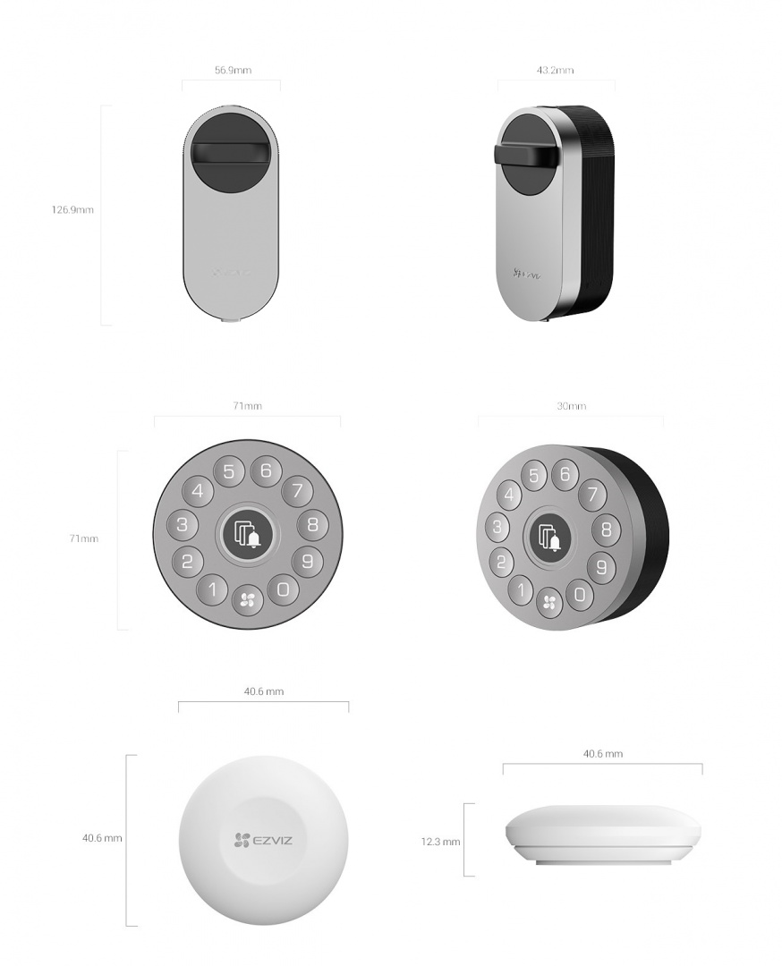 Yala Smart Lock Ezviz CS-DL01S/DL01CP/A3-BK; Conexiune:Bluetooth ( sepoate bloca/debloca din Ezviz APP);Prin conectarea la gateway-ul de acasă A3, DL01S poate debloca de la distanță (Zigbee Connection);Alimentare: 4AA Baterii Alcaline; Temperatura si