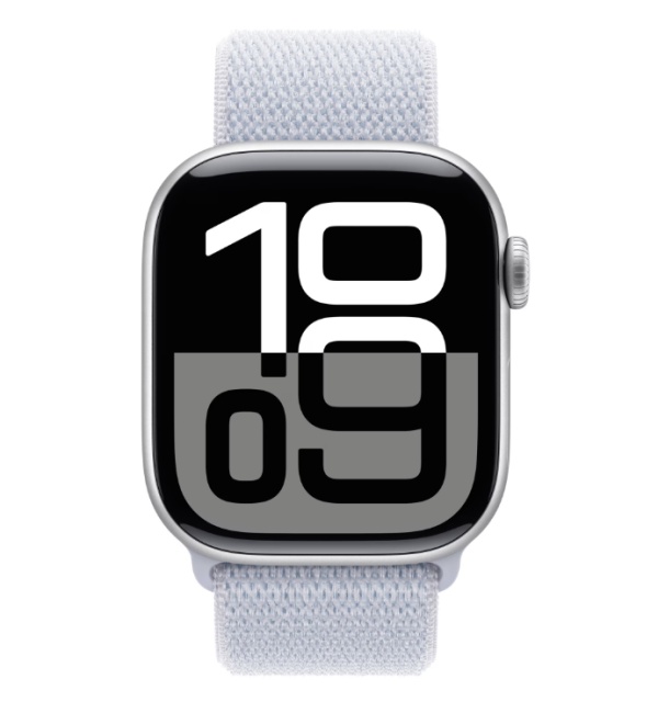 Apple Watch Series 10 GPS 42mm Silver Aluminium Case with Blue Cloud Sport Loop