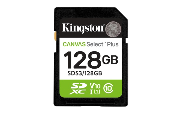 SDXC Card Kingston, 128GB, Canvas Select Plus, Clasa 10 UHS-I, R/W 100/85 MB/s, Format: exFAT
