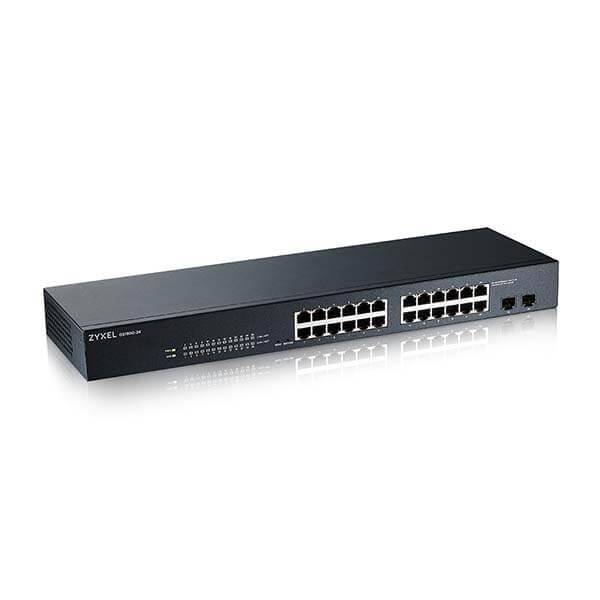 Switch Zyxel GS1900‑24HPv2 24 Porturi Gigabit PoE+ Metal – Smart Managed, 170 W Buget PoE, 2x SFP