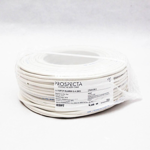 Cablu alarma 8 x 0.22 premium, cupru 100%, cod: I039IT, Li-Y(ST)Y, made in Italy, utilizare pentru sisteme de alarma, manta exterioara PVC alb, ecranare: folie de aluminiu laminata, raza de curbura 10x diametru, Peak Operating Voltage 250, Voltage Rating