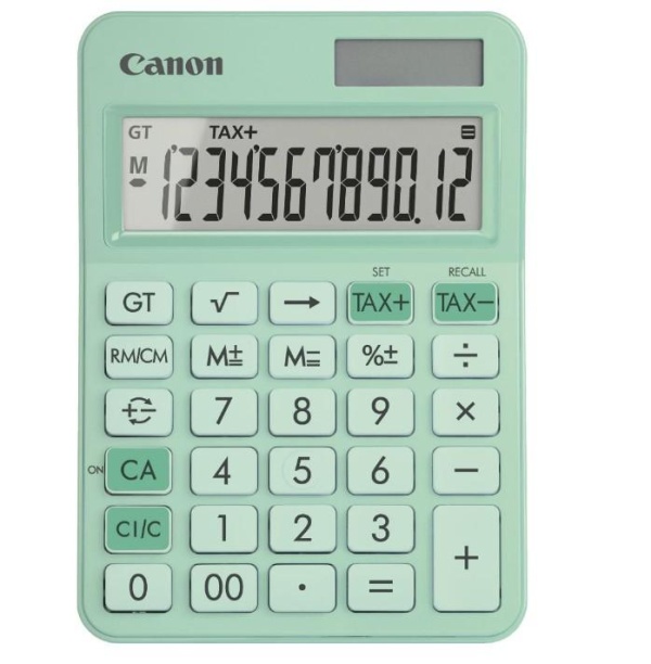 """Calculator birou Canon LS-125KB-GR, Green, 12 digits, 29 keys, dual power, M+, M-,RM/CM, Tax+, Tax-"""