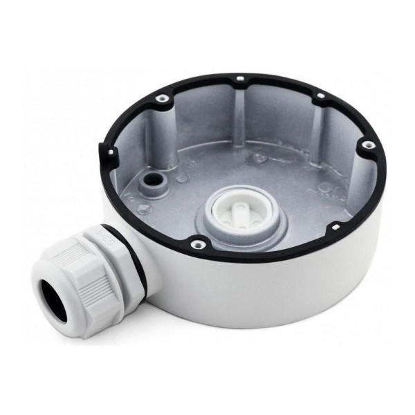 Doza de legatura pentru camera de supraveghere Hikvision White DS- 1280ZJ-DM8; carcasa din aluminiu; dimensiuni: Φ126.7 mm × 35 mm (4.99" × 1.38");greutate: Approx.: 210 g.