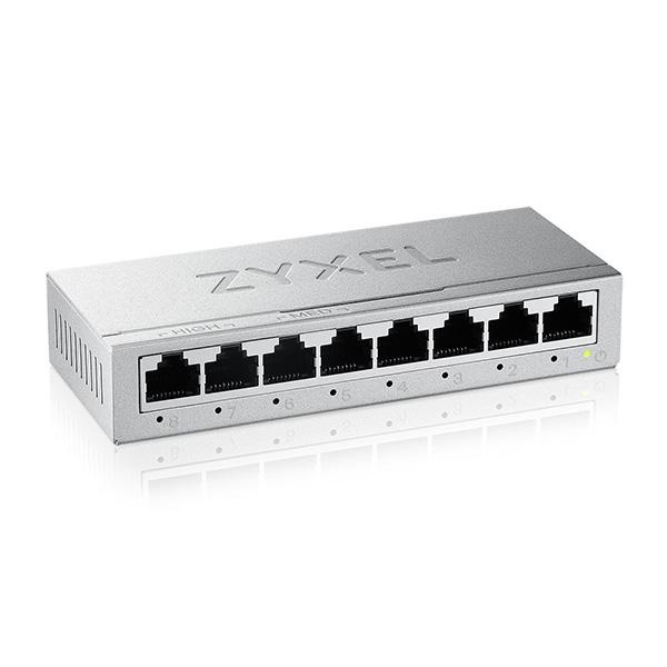Zyxel GS‑108B v5 – Switch Gigabit 8 Porturi, Plug & Play, QoS, Metalic, Silentios