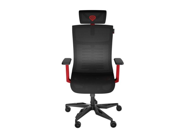 Scaun gaming Genesis Astat 700 G2, material Mesh PureFlow Plus, reglabil pe inaltime, greutate maxima suportata 120 kg, inaltime scaun reglabil 27.5 - 34.5 cm, spatar ajustabil 135°, dimensiuni roti 60mm, echipat cu piston cu gaz clasa 4, negru/rosu