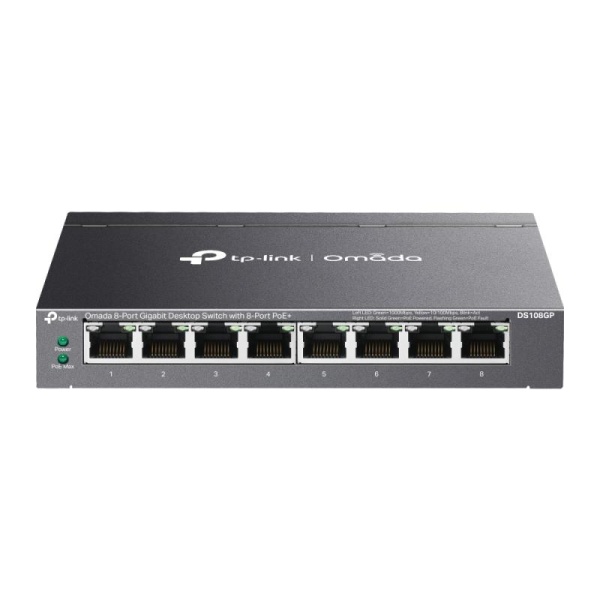 Switch TP Link Omada 8-Port Gigabit Unmanaged Desktop cu 8× 10/100/1000 Mbps RJ45 Ports, alimentare externa External Power Adapter(Output: 53.5VDC / 1.31A), capacitate 16 Gbps