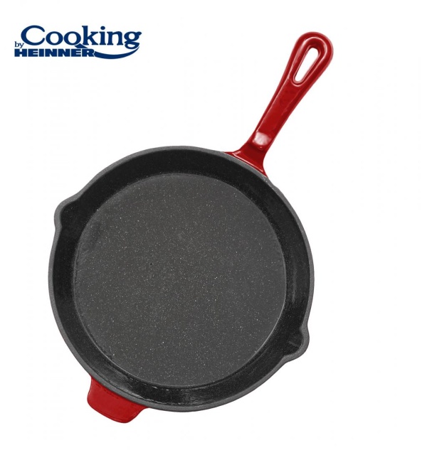 Tigaie fonta emailata Red Line 26 cm – distributie uniforma caldura, compatibila inductie – Cooking by Heinner