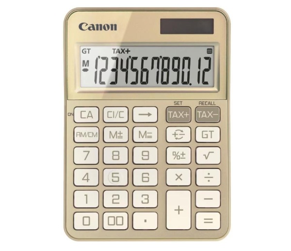 """Calculator birou Canon KS-125KB-GD, Gold, 12 digits, 29 keys, dual power, M+, M-,RM/CM, Tax+, Tax-"""