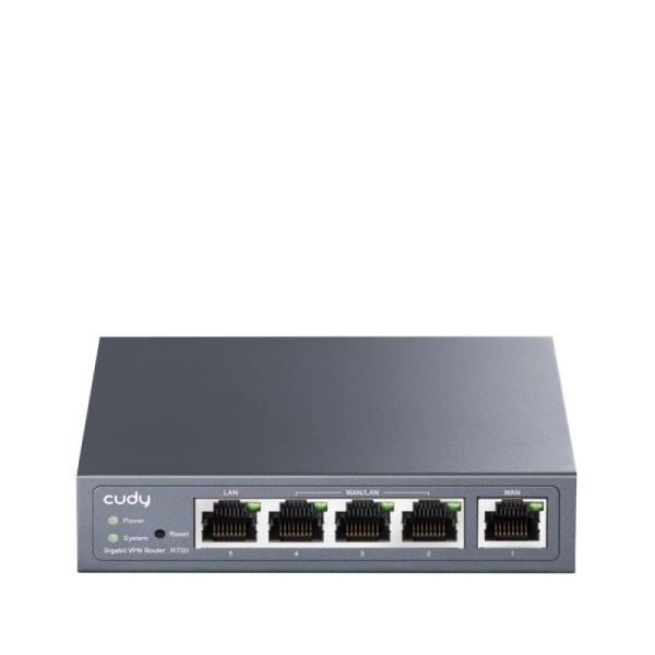 CUDY Gigabit Multi-WAN VPN Router, 1 GbE WAN, 1GbE LAN, 3 Configurable WAN/LAN, Load balancing, Link Backup, Zerotier/Wireguard/OpenVPN/IPSec/L2TP/PPTP VPN Server and Client, Zerotier, IPv6, TR069/098/TR181/TR111, DNS over Cloudflare/Google/Quad9