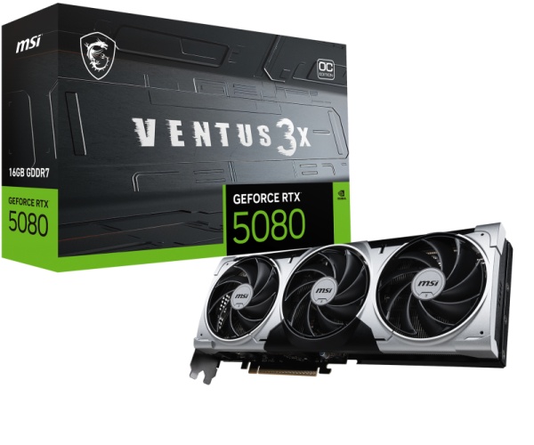 Placa Video MSI GEFORCE RTX 5080 VENTUS 3X OC PLUS 16GB GDDR7 256 bit, PCIE 5.0, 3x DP 1x HDMI
