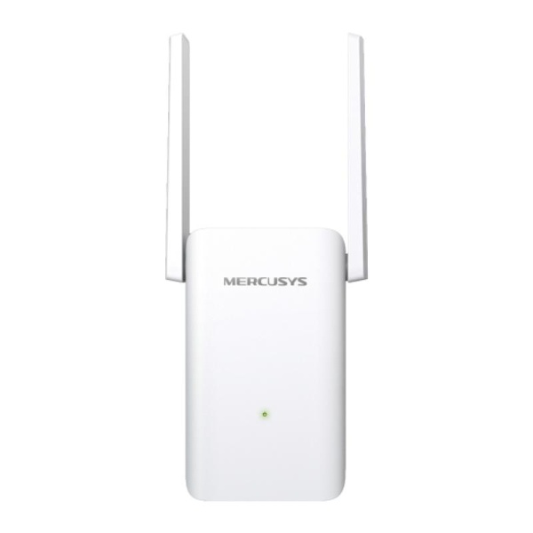 AX3000 Wi-Fi Range Extender SPEED: 574 Mbps at 2.4 GHz + 2402 Mbps at 5 GHz SPEC: 2× Fixed External Antennas, 1× Gigabit Port, Wall Plugged, 1024 QAM, OFDMA FEATURE: MERCUSYS APP, WPS/Reset Button, Signal Indicator, Range Extender/Access Point mode,