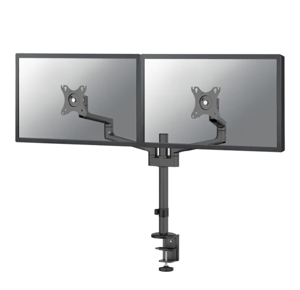 Brat dublu monitor Neomounts DS60-425BL2; pentru display-uri cu diagonale 17"-27", sistem de prindere VESA 75x75~100x100, greutate maxima suportata 8 - per ecrankg, tilt +90°, -30°, swivel +90°, -90°, rotate +360°, distanta fata de perete 128-460mm;