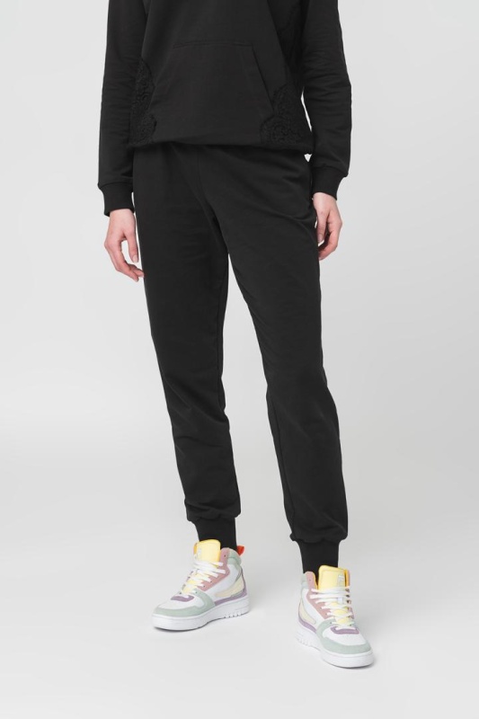 Pantalon dama bumbac negru XL – doua buzunare, talie elastica – stil casual-elegant