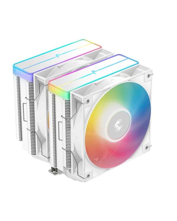 Cooler Procesor DEEPCOOL AG620 ARGB V2 ALB, marime heatsink 161x136x129mm, 2 ventilatoare ARGB, viteza ventilator 300-1950 RPM +/- 10%, Airflow: 67.88 CFM, Suport AMD: AM4/AM5, suport INTEL: LGA 1851/1700/1200/1151/1150/1155, nivel de zgomot: 29.4 dBA