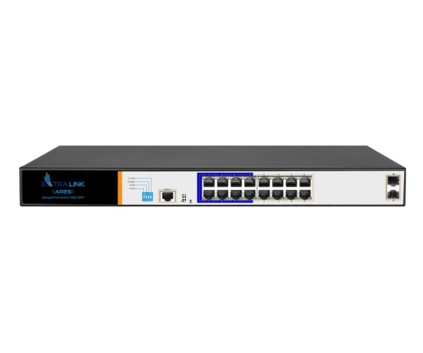 Extralink ARES PoE Switch 16x Gigabit PoE/PoE+ 2x SFP 1x Console 150W Managed