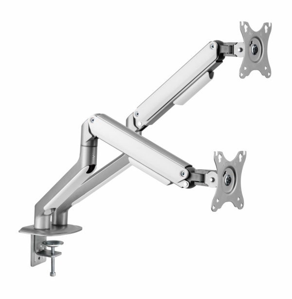 Suport 2 monitoare Serioux MM63-C024, compatibilitate dimensiune ecran 17"-32", greutate maximă suportata: (per ecran): 2~9kg, VESA: 75x75, 100x100, inclinare: +55°~-55°, pivotare: +90°~-90°, rotația ecranului: + 180°~-180°, instalare: clemă, grommet,