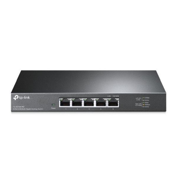 "5-Port 2.5G Multi-Gigabit Desktop Switch PORT: 5× 2.5G RJ45 Ports SPEC: Desktop Steel Case FEATURE: Plug and Play"