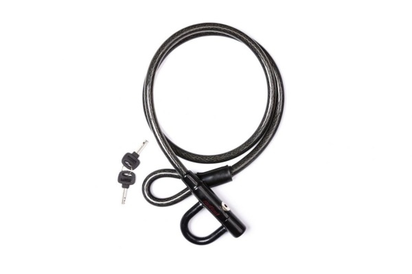 Antifurt Pegas Bucla, sufa otel imbracata in plastic, dimensiune: 15mm(grosime)X1500mm(lungime), cheie, negru