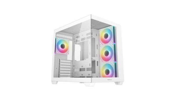 Carcasa DEEPCOOL CG550 4F Mid Tower ARGB ALB, Tempered Glass+ABS+SGCC, Sloturi Expansiune 7, Drive Bays: 2x3.5" 2+1x2.5", Ventilatoare Suportate: 10 (spate: 1x120mm, sus: 3x120mm sau 2x140mm, lateral: 3x120mm sau 2x140mm, jos: 3x120mm), Ventilatoare
