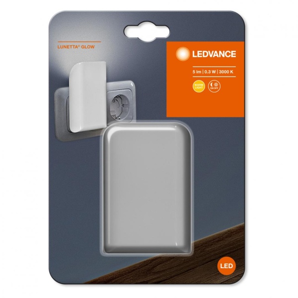 Lampa de veghe LEDVANCE Lunetta Glow White cu LED & senzor crepuscular – economica & moderna