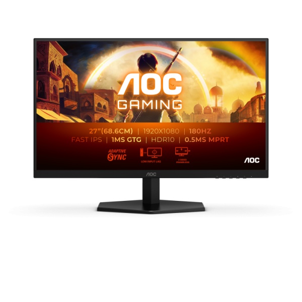 Monitor AOC 27" 27G42E, Diagonal (inch): 27, Diagonal (cm): 69, Aspect ratio: 16:9, Panel: IPS, Resolution: 1920x1080, Refresh Rate: 180Hz, Response time GtG: 1ms, Response time MPRT: 0.5ms, Brightness (max): 300 cd/m², Contrast (static) : 1000:1,
