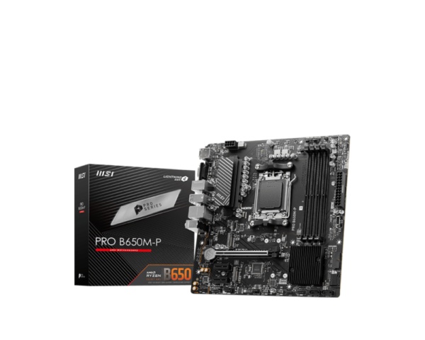 Placa de Baza MSI PRO B650M-P AM5, 4x DDR5, 1x HDMI 1x DP 1x VGA, 1x PCIE x16 2x PCIE x1, 2x M.2, 4x SATA 6GB/s, mATX