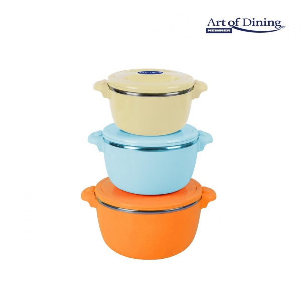 SET 3 CASEROLE TERMICE 2+4+6L,BELLY ORANGE, ART OF DINING BY HEINNER