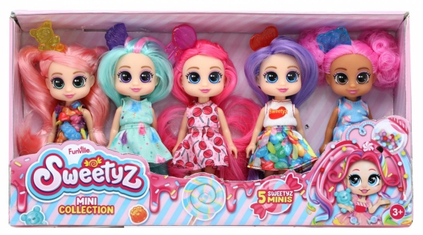 Set 5 mini papusi Sweetyz 12 cm – colectie multicolora pentru fetite