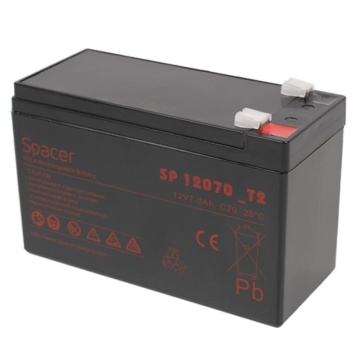 ACUMULATOR UPS SPACER 12V / 7Ah, dimensiuni: 151x66x96mm, inaltime+terminal: 102mm, terminal F2(T2) - Img 3