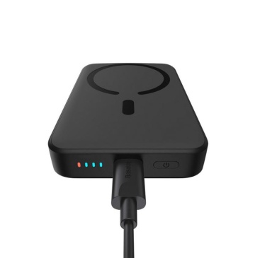 Baterie externa Baseus Magnetic Mini Wireless, 10000mAh, 20W, 2 x USB Type-C output/input, 15W wireless charging, include cablu USB Type-C la USB Type-C 30cm, negru - Img 5