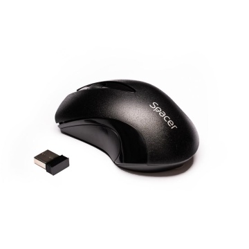 Mouse spacer SPMO-W12, wireless, 1000DPI, 3 butoane, functie auto sleep, negru - Img 1