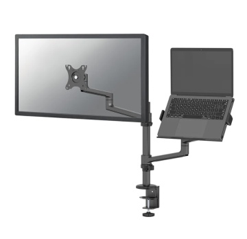 Suport dublu laptop de birou Neomounts DS20-425BL2; pentru display-uri cu diagonale 17"-27", sistem de prindere VESA 75x75~100x100, greutate maxima suportata 8kg, tilt +90°, -30°, swivel 90°, rotate 360°, distanta fata de perete 162-494mm; inaltime - Img 1
