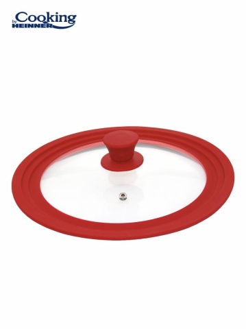 CAPAC STICLA CU MARGINE DIN SILICON AJUSTABILA PE 3 DIMENSIUNI 16/18/20 CM, ROSU, COOKING BY HEINNER - Img 1